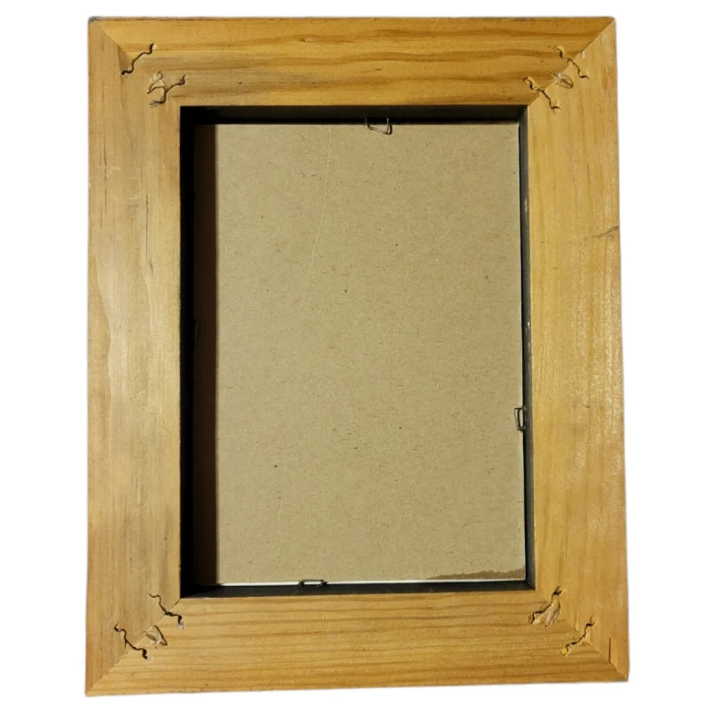 Vtg Frame 5 x 7 Aaron Brothers Art Mart Blue Black Marbled Wood Glass